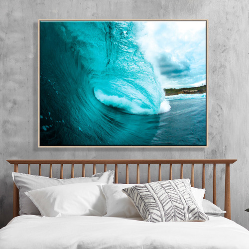 Our Artists Collection Turquoise Wave Printed Wall Art Temple Webster